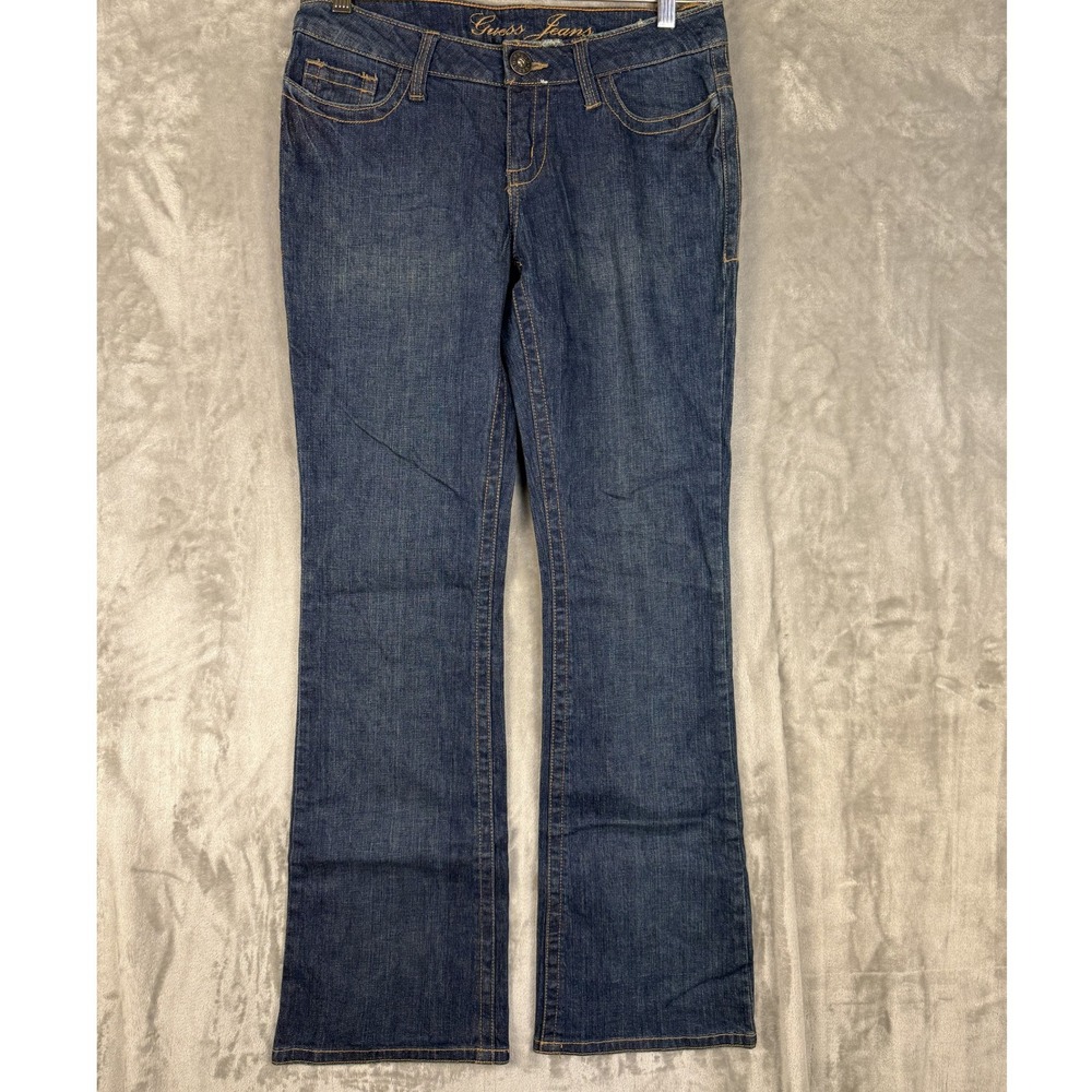 Guess Jeans Womens Size 28 Bootcut Embellished Pocket Dark Wash Denim Pants